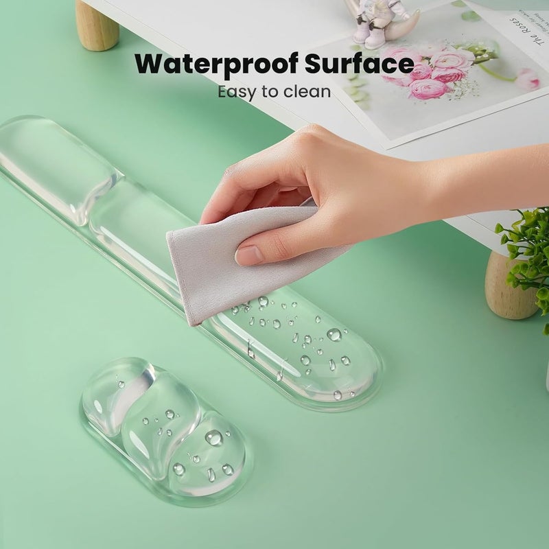 TECKNET Clear Gel Wrist Rest for Computer Keyboard, Ergonomic Gel Keyboard Wrist Rest Set for Typing Pain Relief, Comfortable Silicone Wrist Support Pad for Office/Computer/Laptop/Gaming, Transparent - Image 5